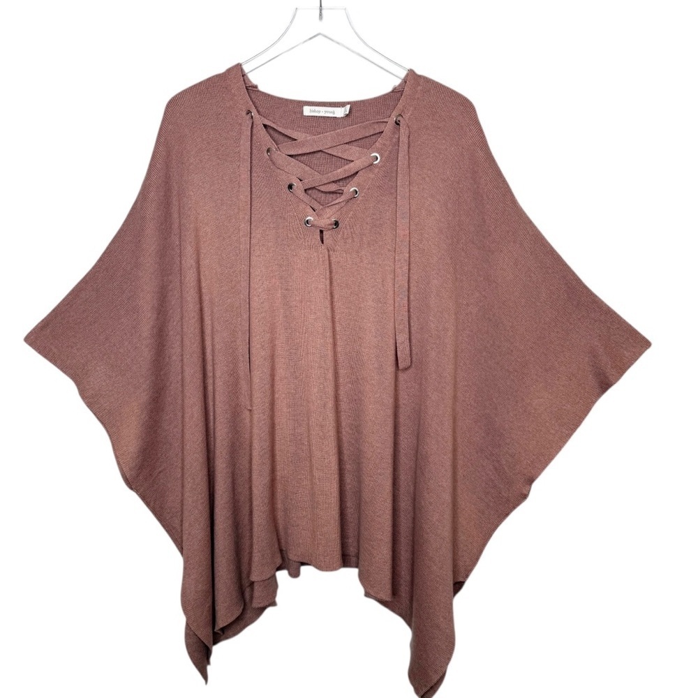 Bishop & Young Harper Desert Mauve Women’s Sweater Lace Up Poncho One Size